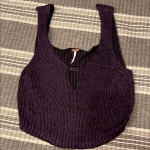 Free People Purple Sparkly Sweater Crop Top